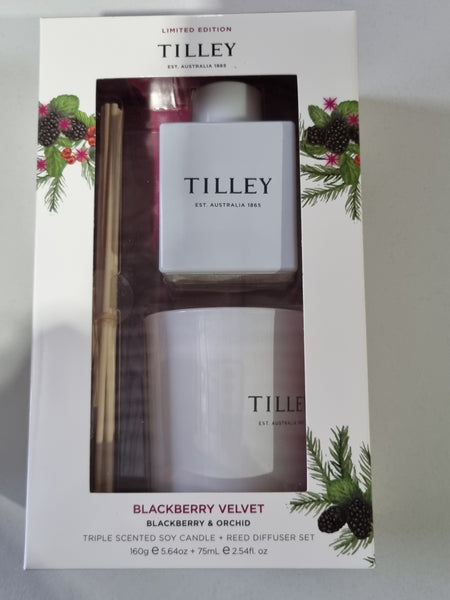 Tilley - Blackberry Velvet Candle & Reed Gift Set