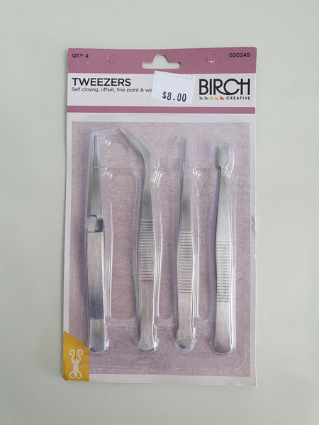 Birch tweezers 4 pack