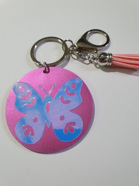 Key Ring - Pink Butterfly (large)