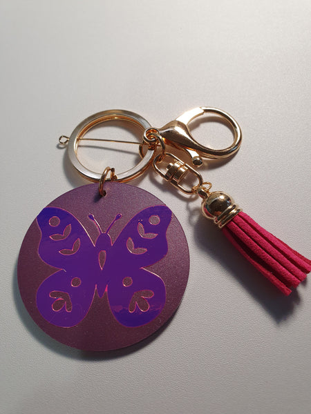 Key Ring - Pink Butterfly