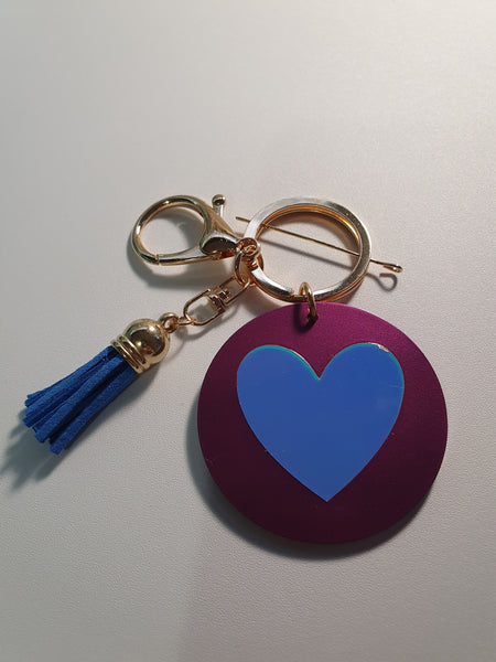 Key Ring - Purple Love Hearts