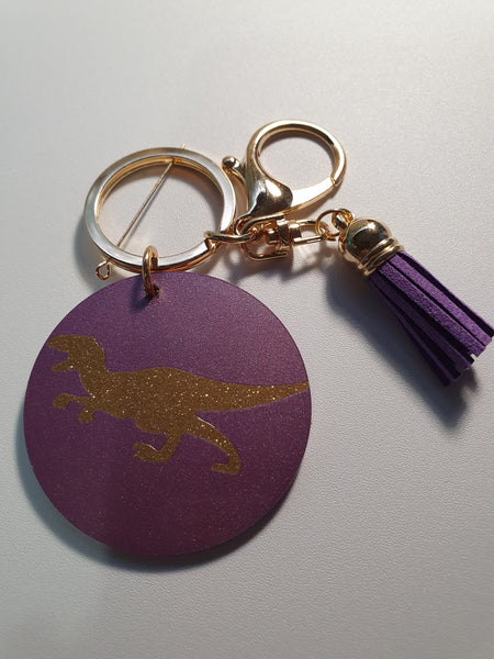 Key Ring - Purple and Gold Dinosaur