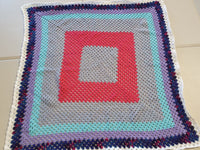 Pink, Blue & Mauve Crochet Blanket