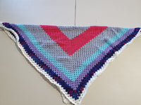 Pink, Blue & Mauve Crochet Blanket