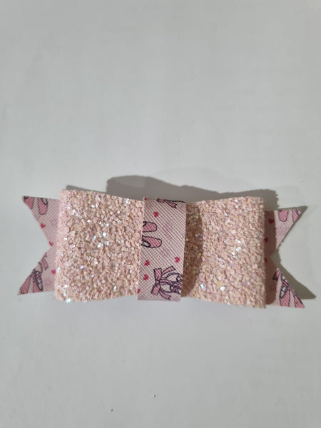 Hair Bow - Pink Sparkle (Pink Ballet Shoes Strip)