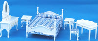 White & Blue Bedroom Set Oval Dresser