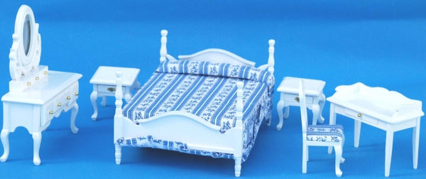 White & Blue Bedroom Set Oval Dresser