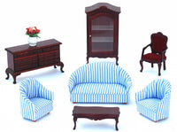 Mahogany Blue Living Room Set