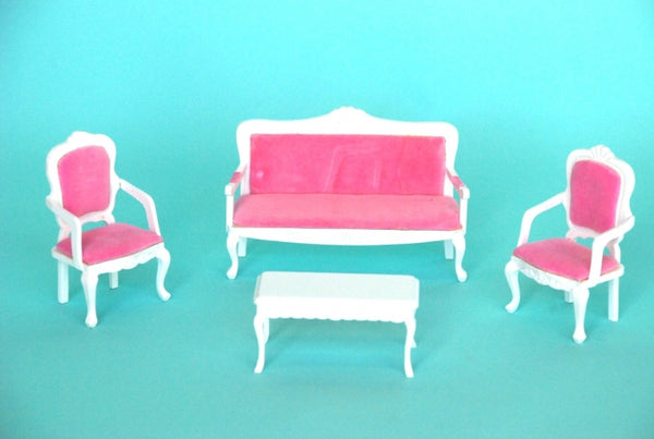 White and Pink Lounge Set Rectangle Table